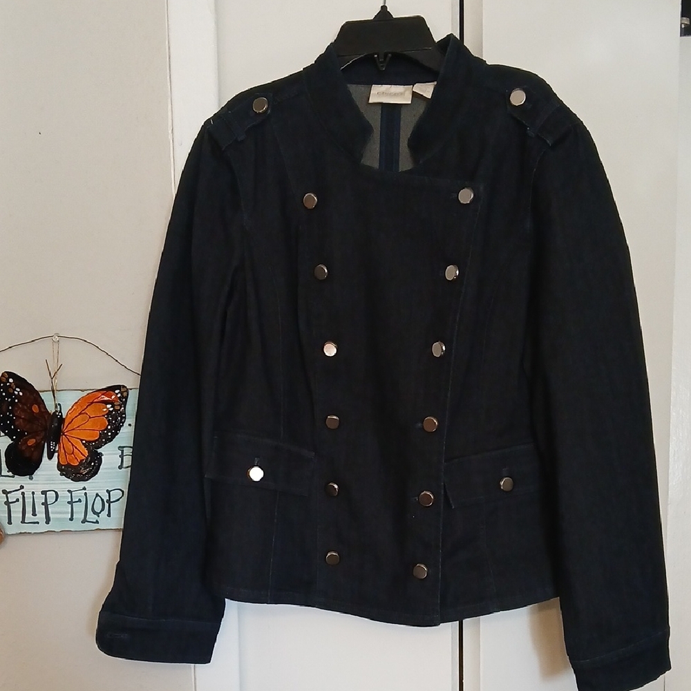 Chico's Black Double-Breasted Utility Jacket